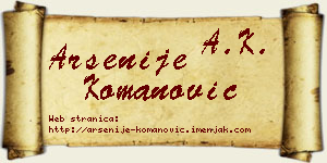 Arsenije Komanović vizit kartica